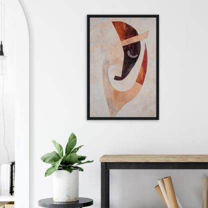 Abstract painting with warm tones and curved shapes, ideal for Facial Kaleidoscope Reverie room decor