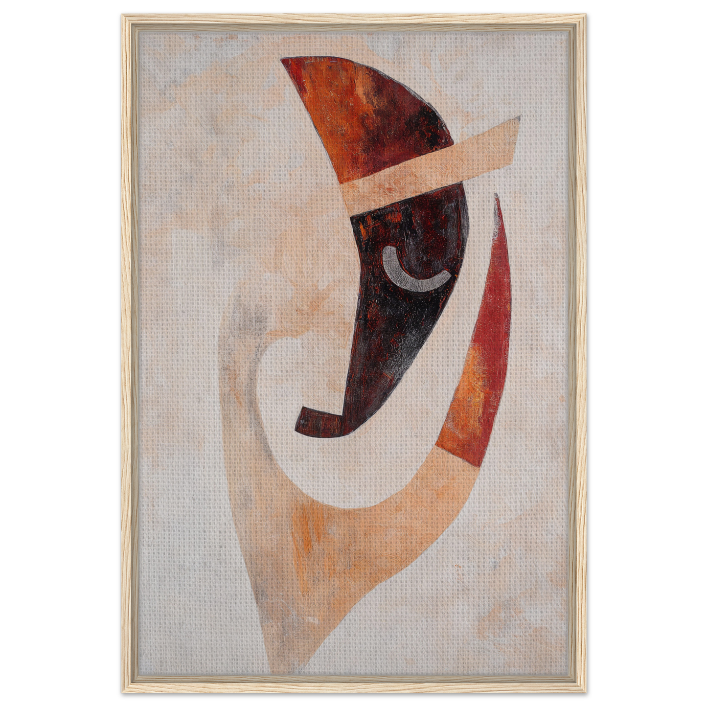 Abstract painting with curved earthy shapes in a crescent form for Facial Kaleidoscope Reverie