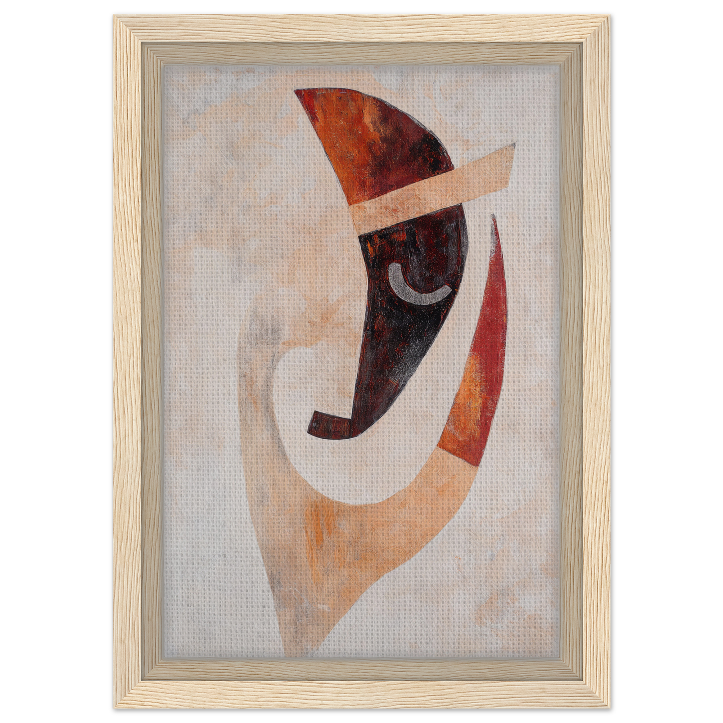 Abstract painting of curved shapes in earthy tones for Facial Kaleidoscope Reverie room decor