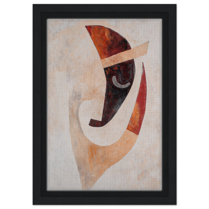 Abstract painting with curved shapes in earthy tones for Facial Kaleidoscope Reverie framed canvas print