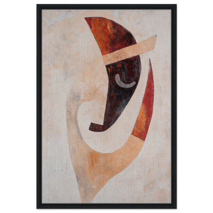 Abstract painting with curved shapes and crescent moon for Facial Kaleidoscope Reverie