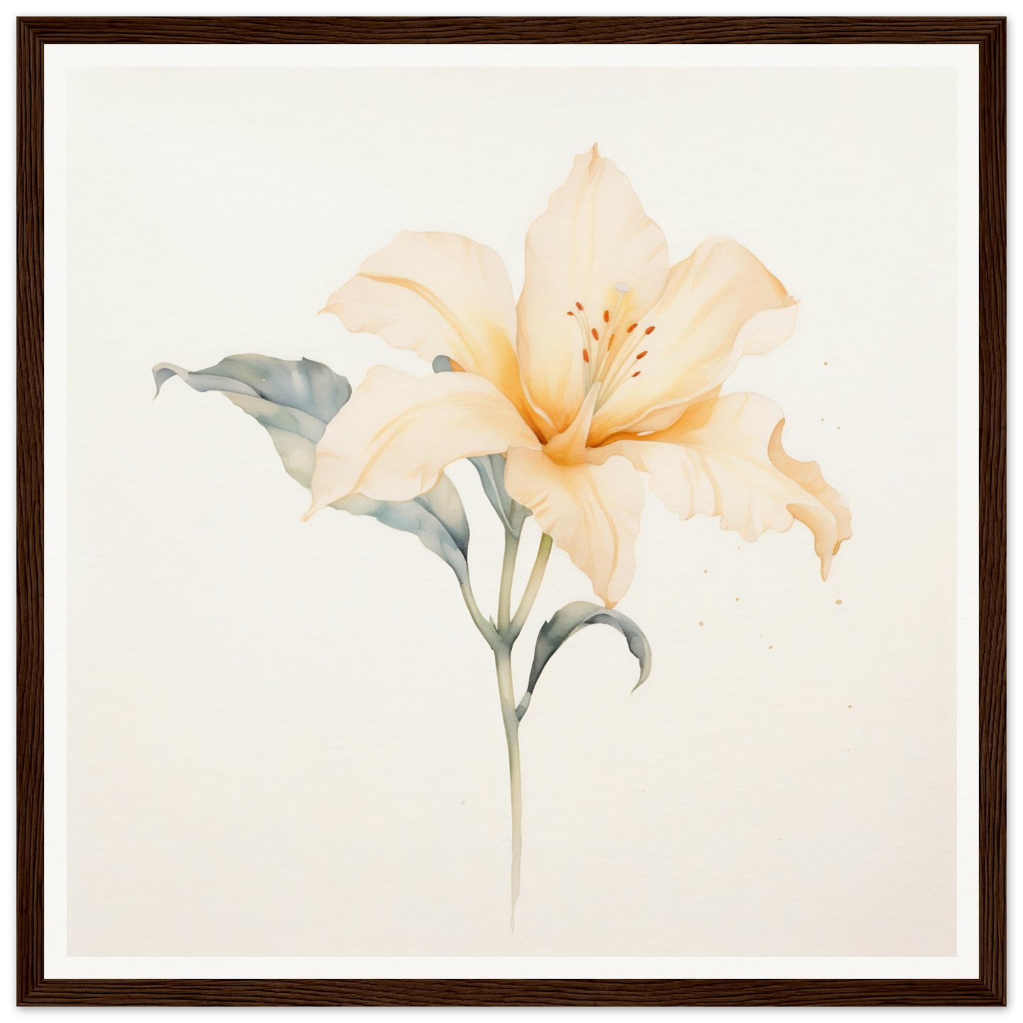 Delicate peach-colored lily with soft petals and visible stamen.