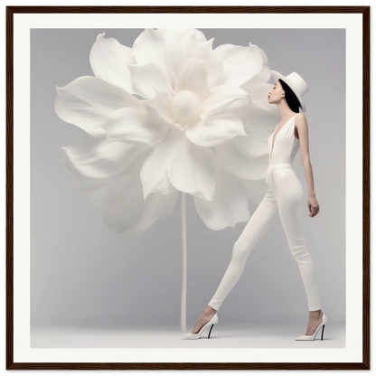 Oversized white flower bloom with delicate, layered petals.