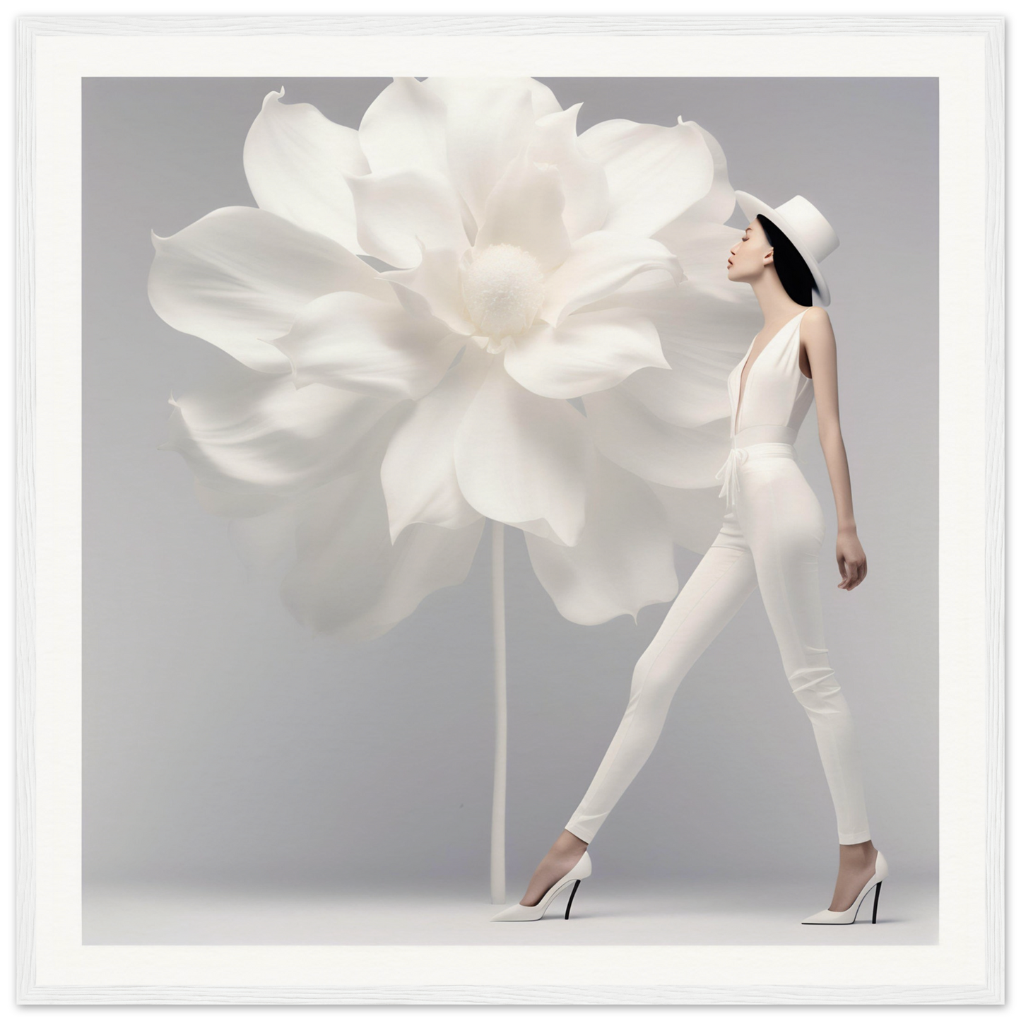 Giant white flower with soft, layered petals.