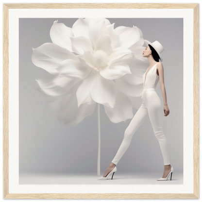 Oversized white flower bloom with delicate, layered petals.