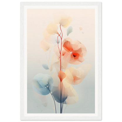 Delicate watercolor painting of abstract floral shapes in soft pastel hues.