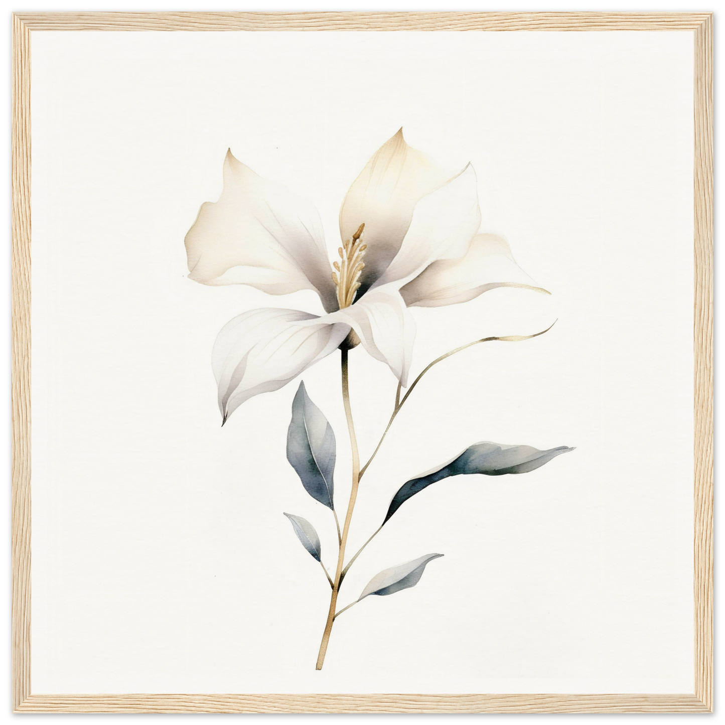 Delicate white flower with soft petals and a slender stem.