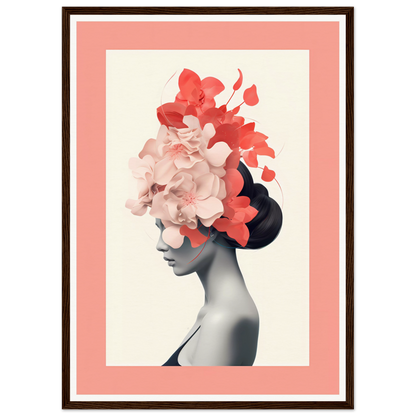 Artistic portrait featuring a silhouette with vibrant floral elements adorning the head.