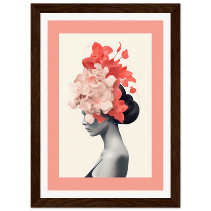 Artistic portrait of a woman’s silhouette with floral elements replacing her hair.