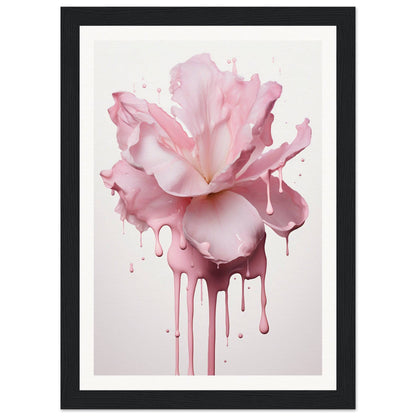 Pink flower with paint-like drips flowing downward.