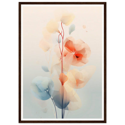 Delicate watercolor painting of abstract floral shapes in soft pastel hues.