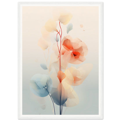 Delicate watercolor-style painting of abstract floral shapes in soft pastel colors.