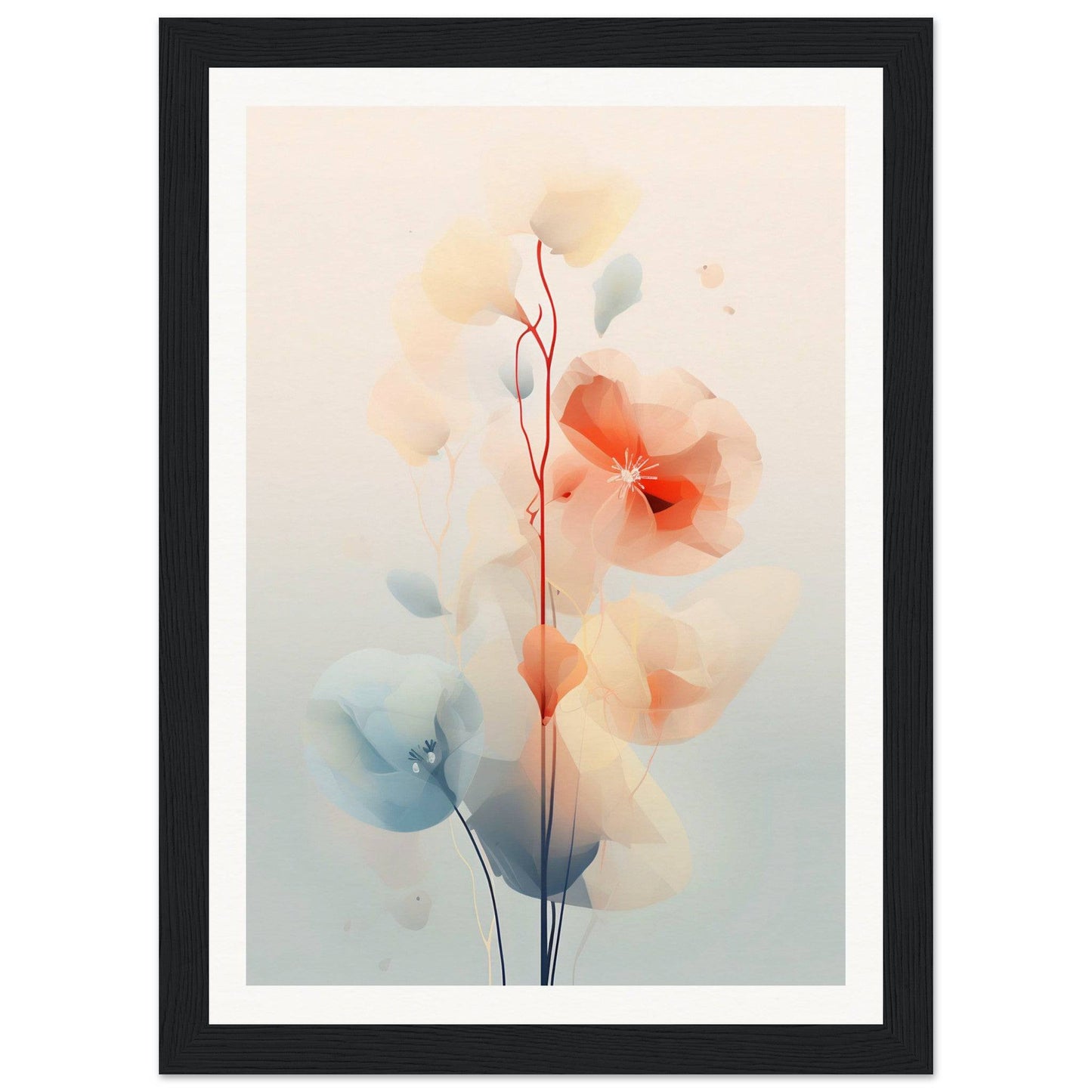 Delicate watercolor painting of abstract floral shapes in soft pastel hues.