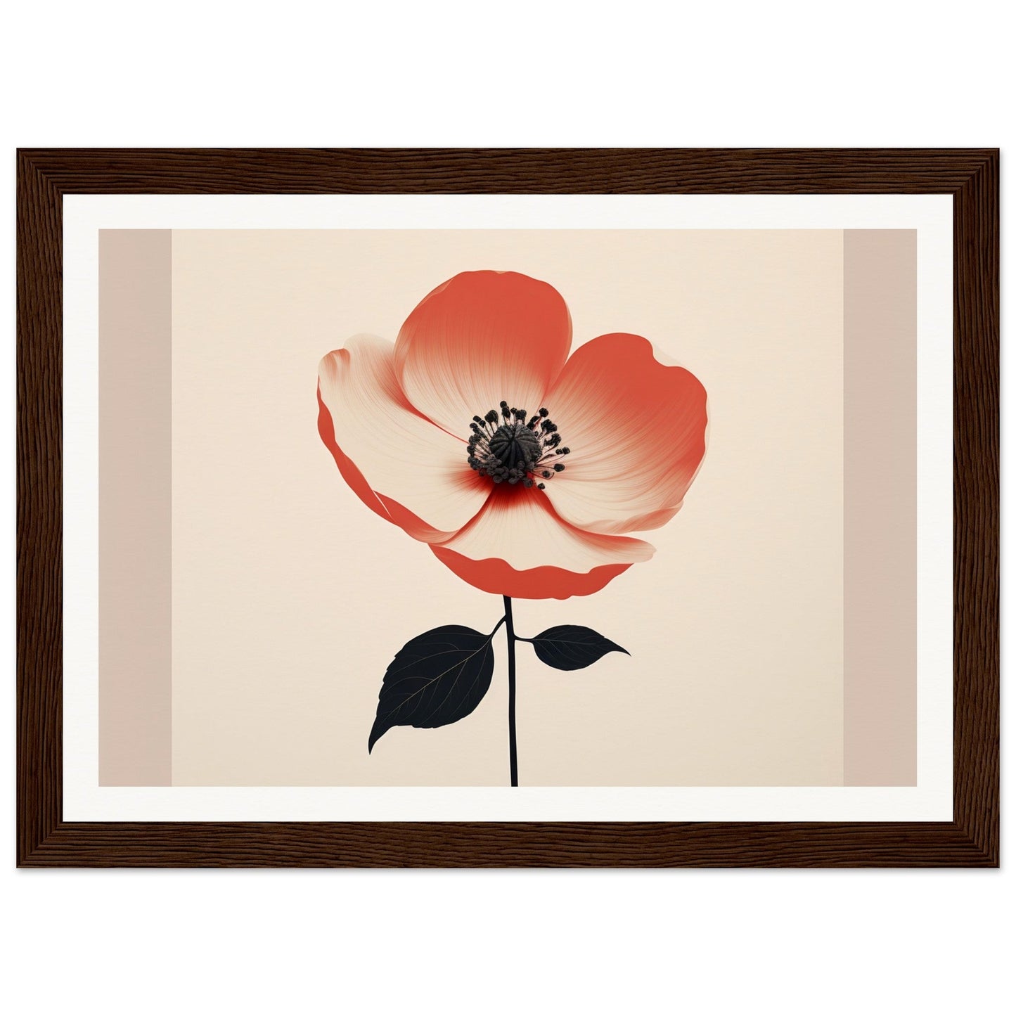 Red poppy flower with a dark center and stem.