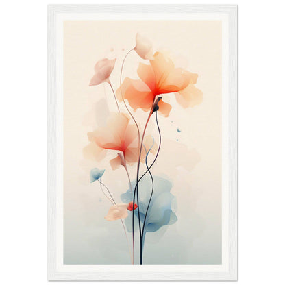 Delicate watercolor painting of abstract flowers with slender stems.