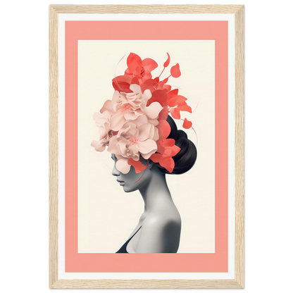 Artistic portrait featuring a silhouette with vibrant floral elements replacing the hair.