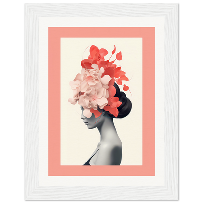 Artistic portrait of a woman’s silhouette with floral elements adorning her head.