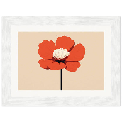 Red poppy flower with a white center on a thin stem.