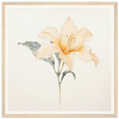 Delicate peach-colored lily with soft petals and a visible stamen.