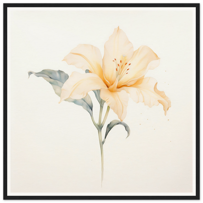 Delicate peach-colored lily with soft petals and visible stamen.