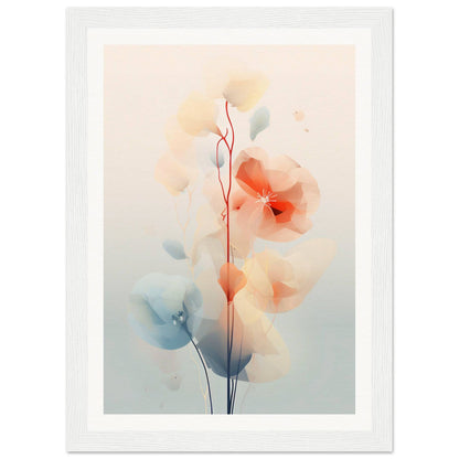 Delicate watercolor-style painting of abstract floral shapes in soft pastel hues.