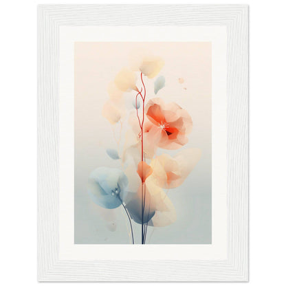 Delicate watercolor painting of abstract floral shapes in soft pastel hues.