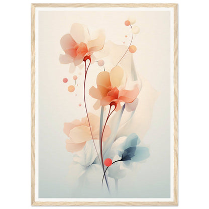 Delicate watercolor painting of abstract floral forms in soft pastel hues.