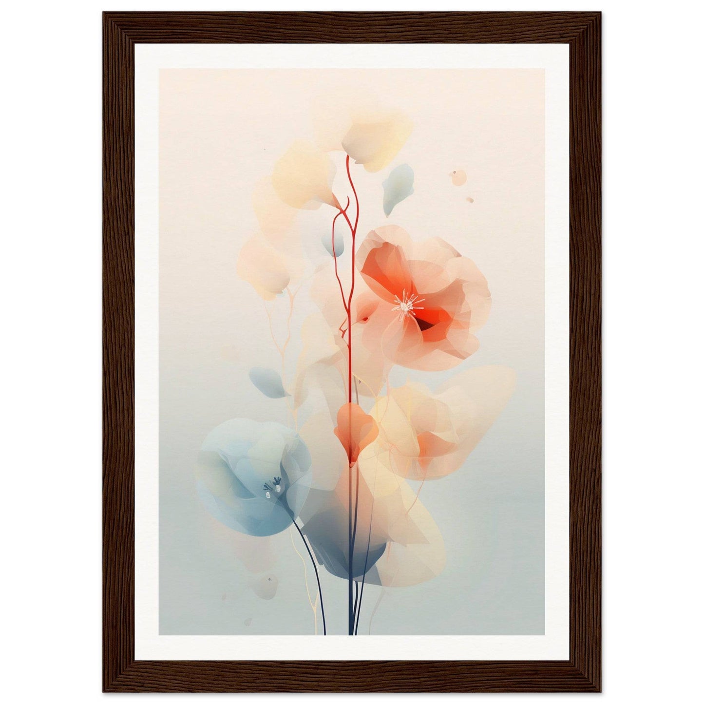 Delicate watercolor painting of abstract floral shapes in soft pastel hues.