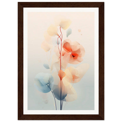 Delicate watercolor painting of abstract floral shapes in soft pastel hues.