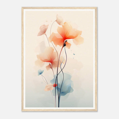 Delicate watercolor painting of abstract flowers with slender stems.