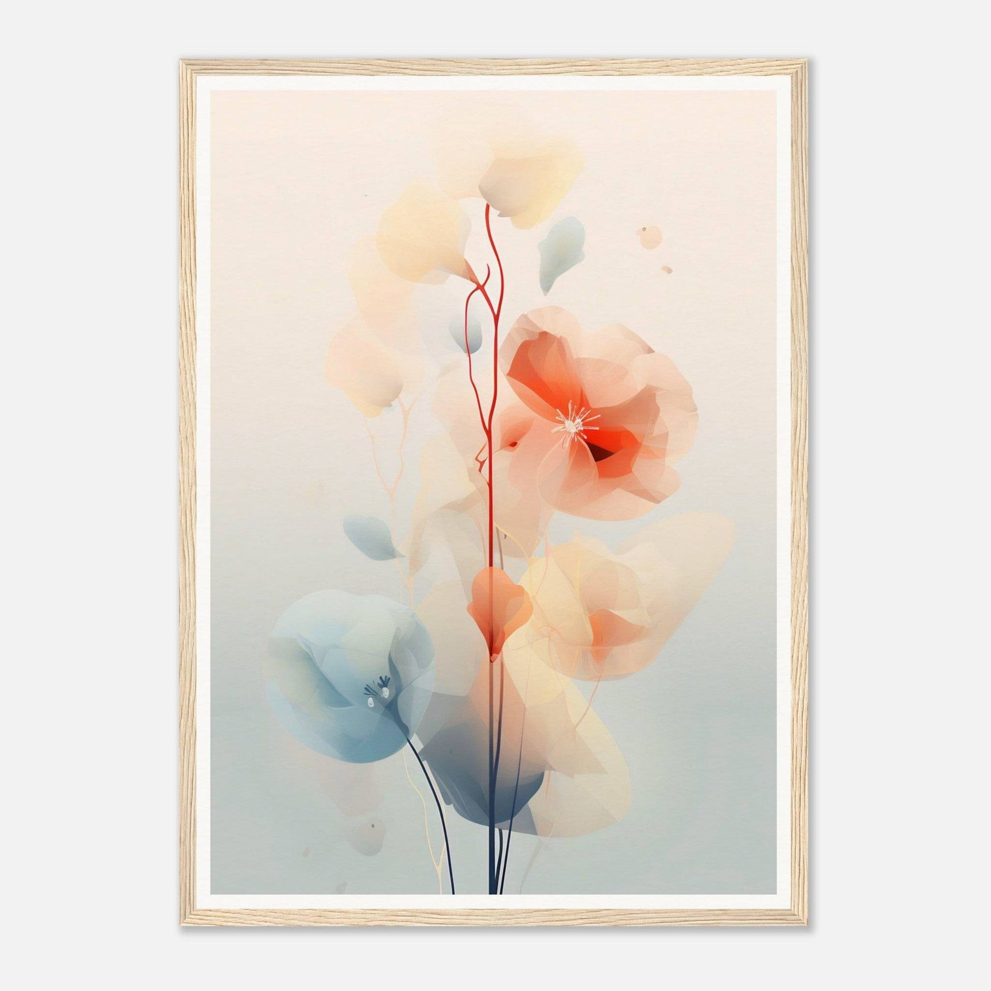 Delicate watercolor painting of abstract floral shapes in soft pastel hues.