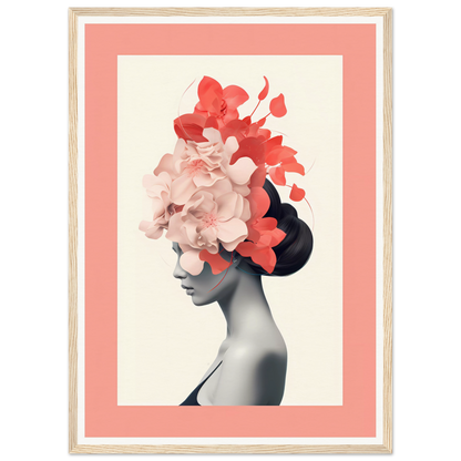 Artistic portrait featuring a silhouette with vibrant floral elements adorning the head.