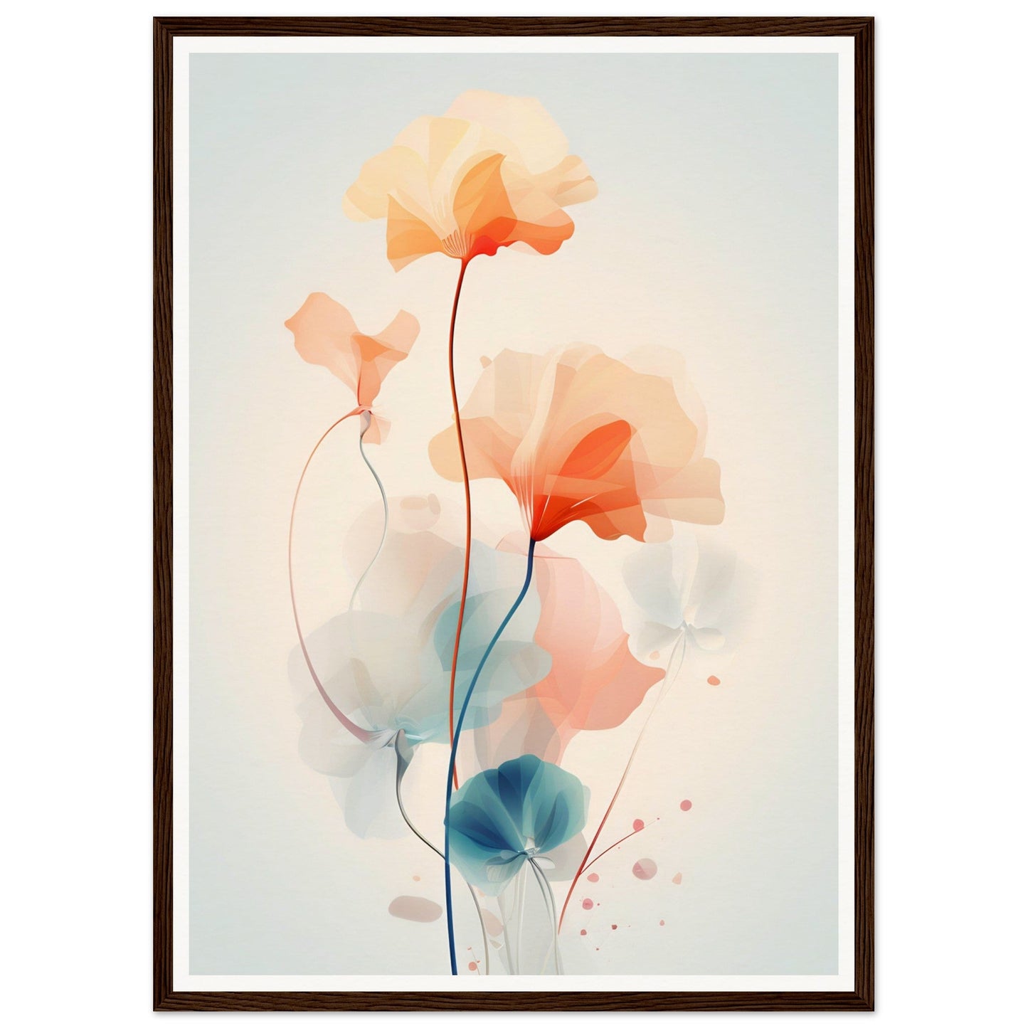 Delicate watercolor painting of abstract floral shapes in soft pastel hues.