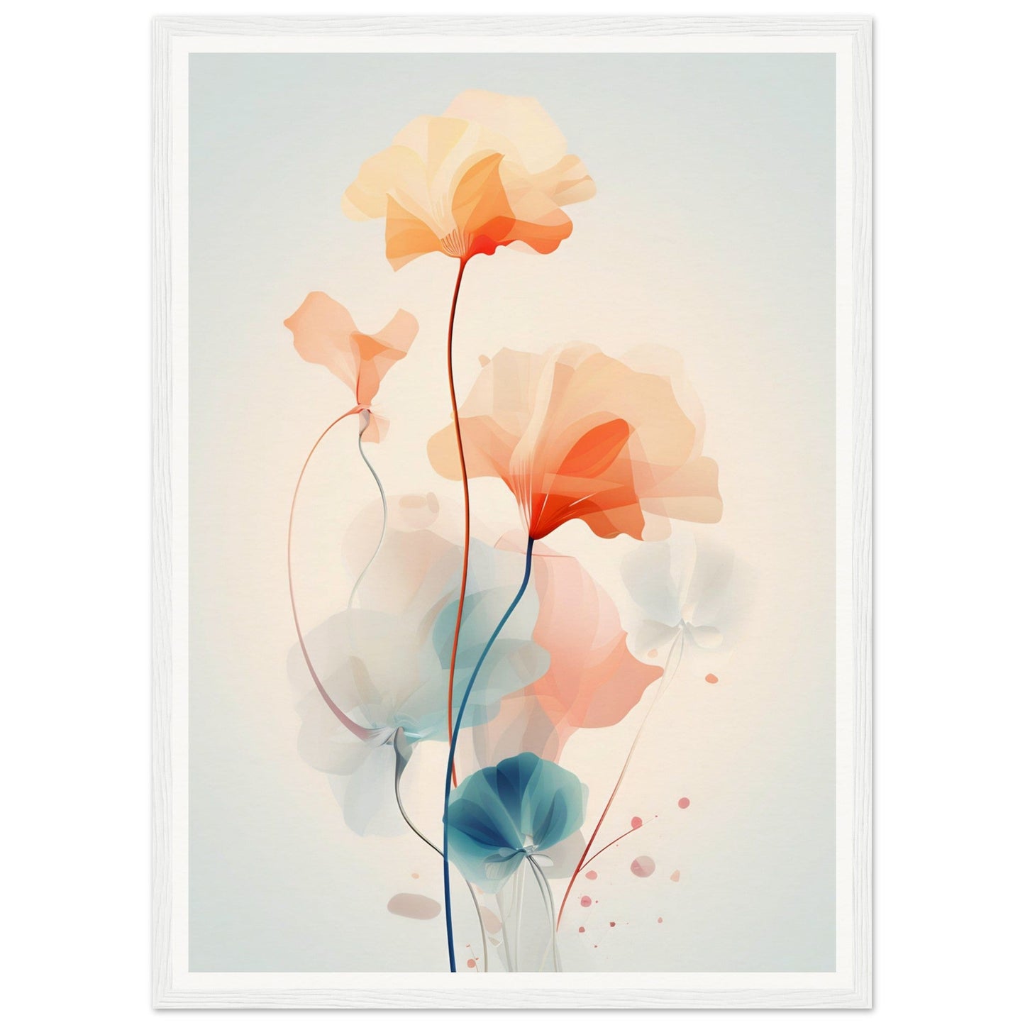 Delicate watercolor painting of abstract floral shapes in soft pastel hues.