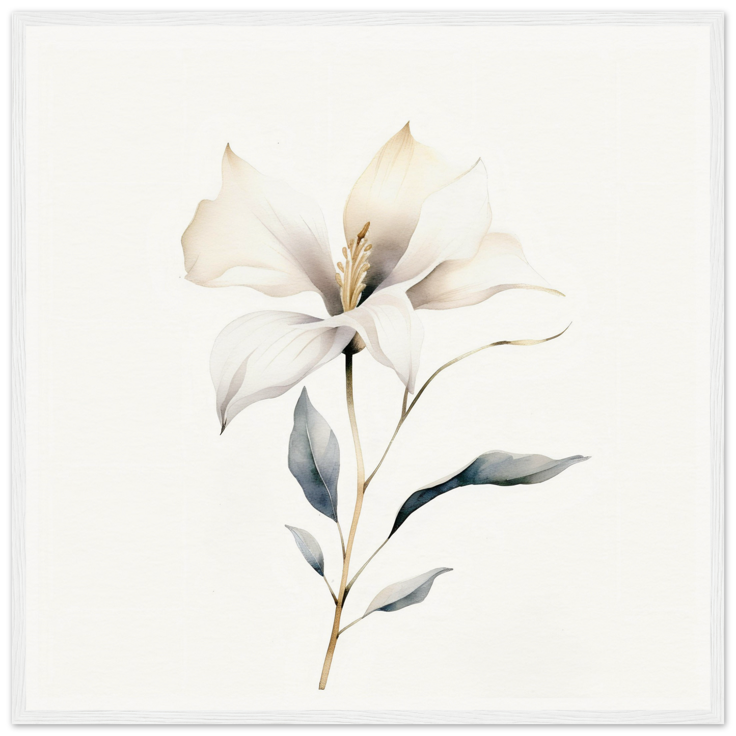 Delicate white flower with soft petals and a slender stem.