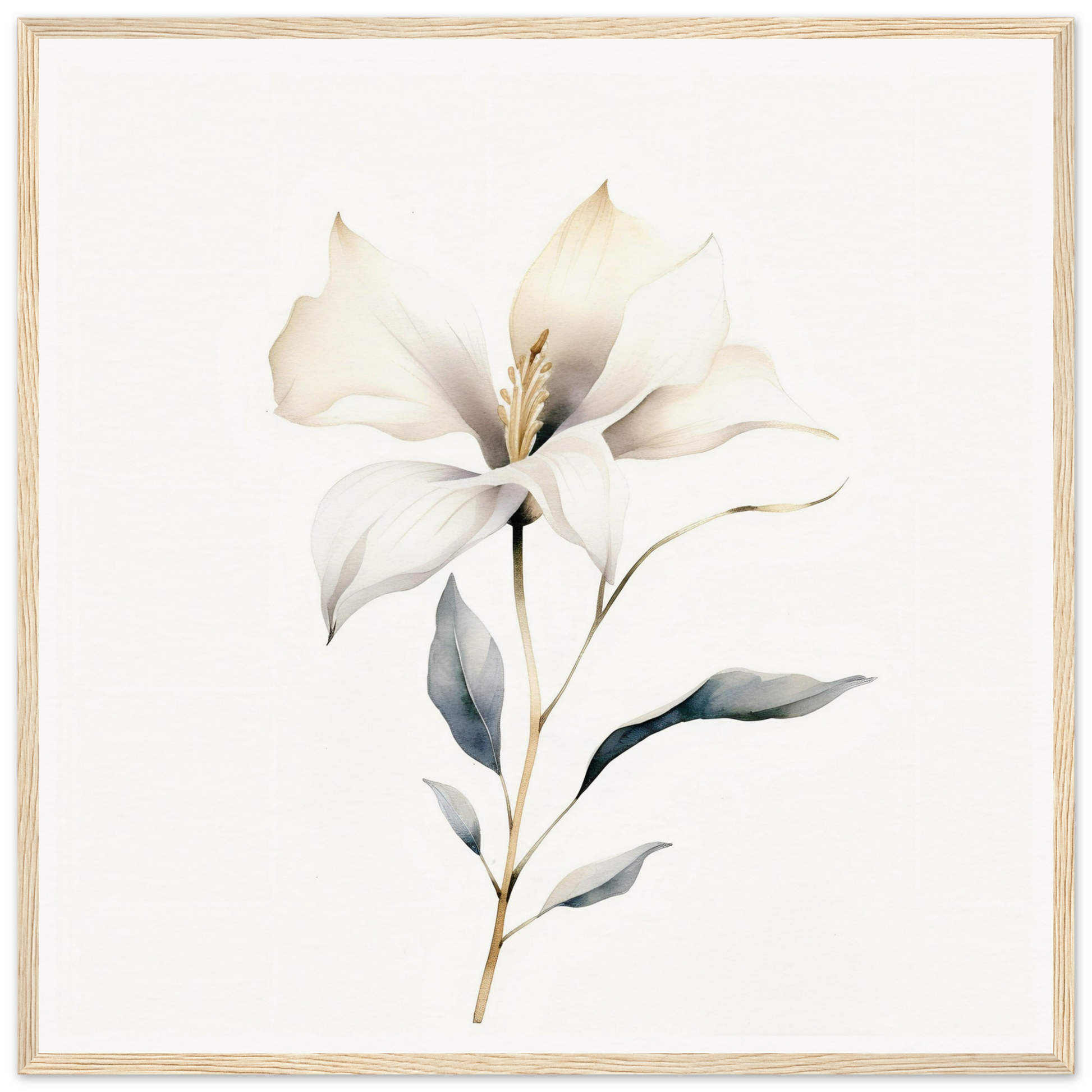 Delicate white flower with soft petals and a slender stem.