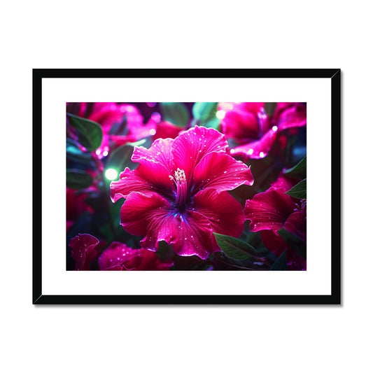 Vibrant pink hibiscus flower in full bloom.