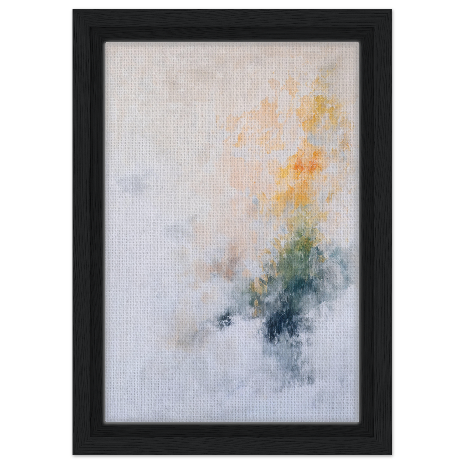 Abstract painting in soft yellow, blue, and gray tones for Flowing Dreams Surrender room decor