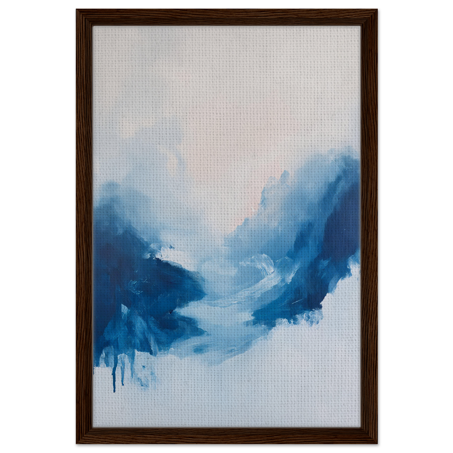 Abstract painting of swirling blue shapes for Fluid Luminosity Wanders room decor