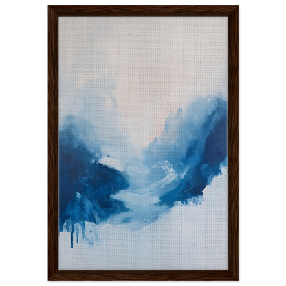 Abstract painting of swirling blue shapes for Fluid Luminosity Wanders room decor