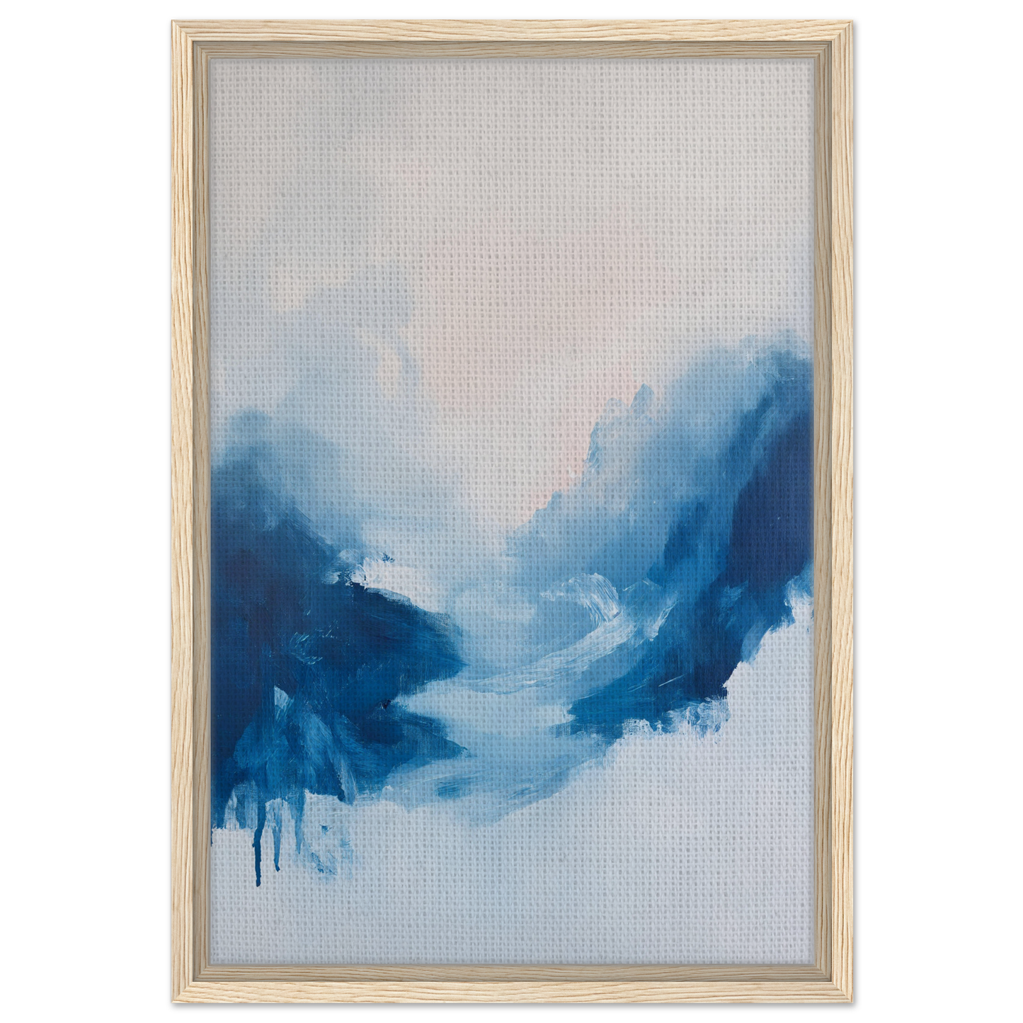 Abstract painting with swirling blue shapes for Fluid Luminosity Wanders room decor