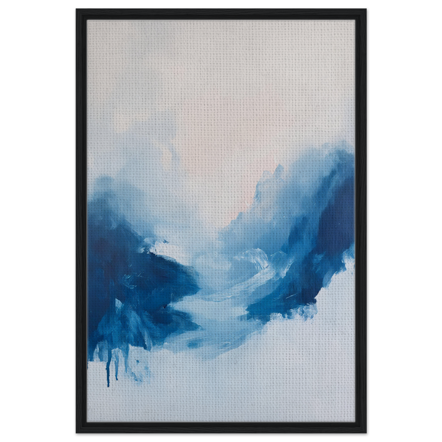 Abstract painting of swirling blue shapes for Fluid Luminosity Wanders room decor