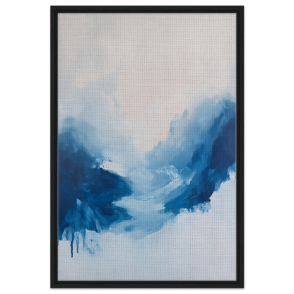 Abstract painting of swirling blue shapes for Fluid Luminosity Wanders room decor