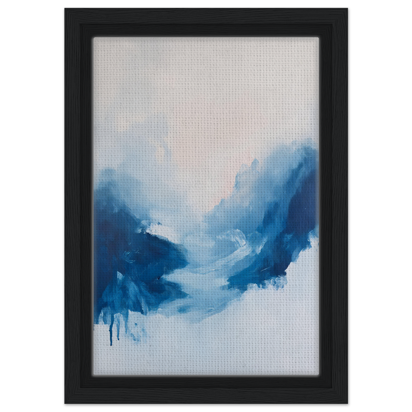 Abstract painting with blue brushstrokes, perfect for Fluid Luminosity Wanders room decor