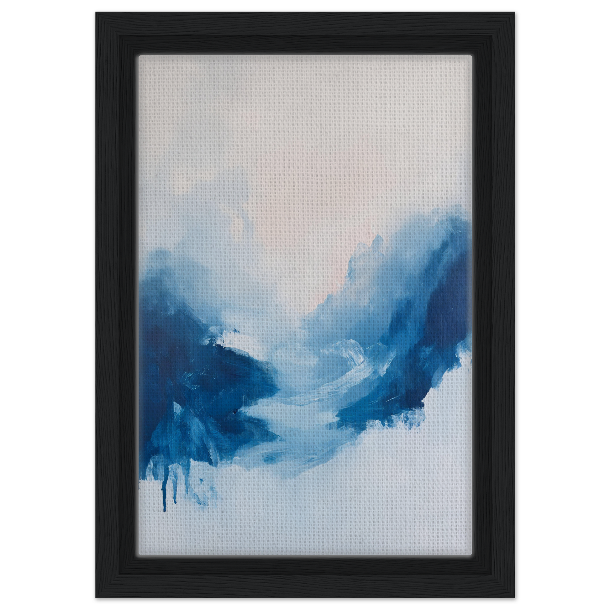 Abstract painting with blue brushstrokes, perfect for Fluid Luminosity Wanders room decor