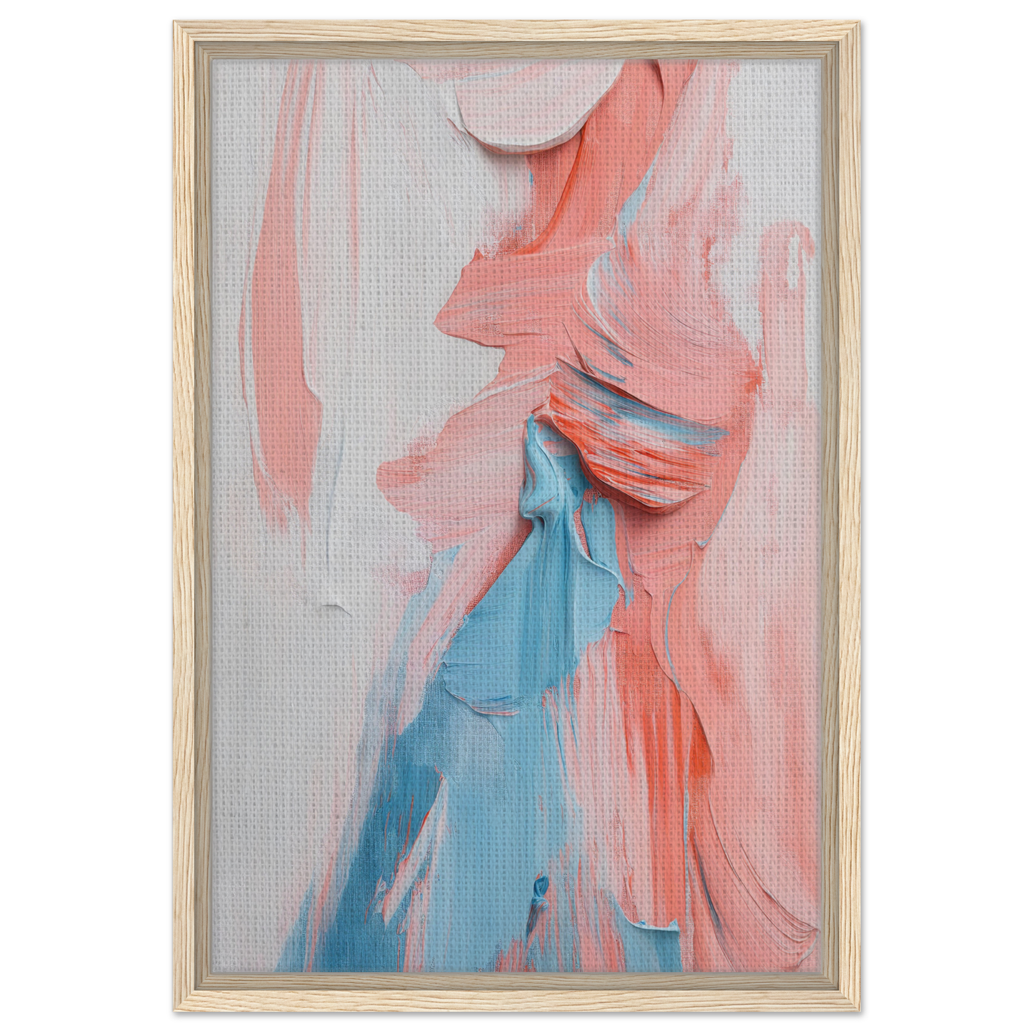 Abstract painting featuring pink and blue brushstrokes for Fluid Spectrum Symphony room decor