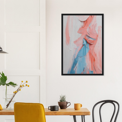 Abstract painting with soft pink and blue brushstrokes in a Fluid Spectrum Symphony frame