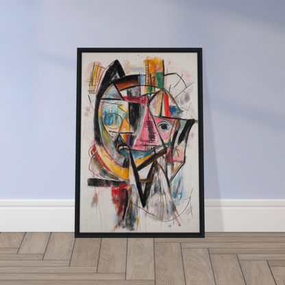 Abstract painting of a fragmented face in bold colors, perfect for Fragmented Vortex Delirium room decor