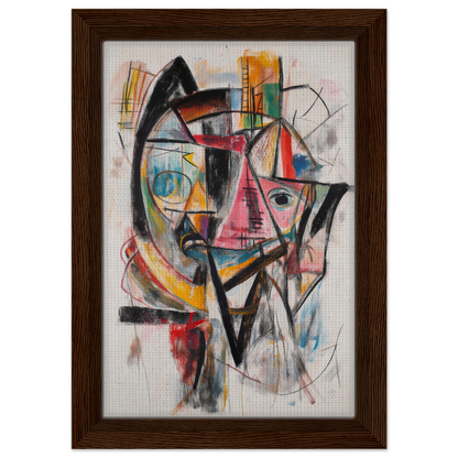 Abstract painting of a colorful face in geometric shapes for Fragmented Vortex Delirium room decor