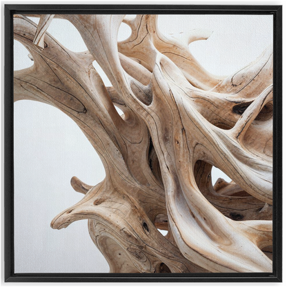 A framed photograph of drift wood